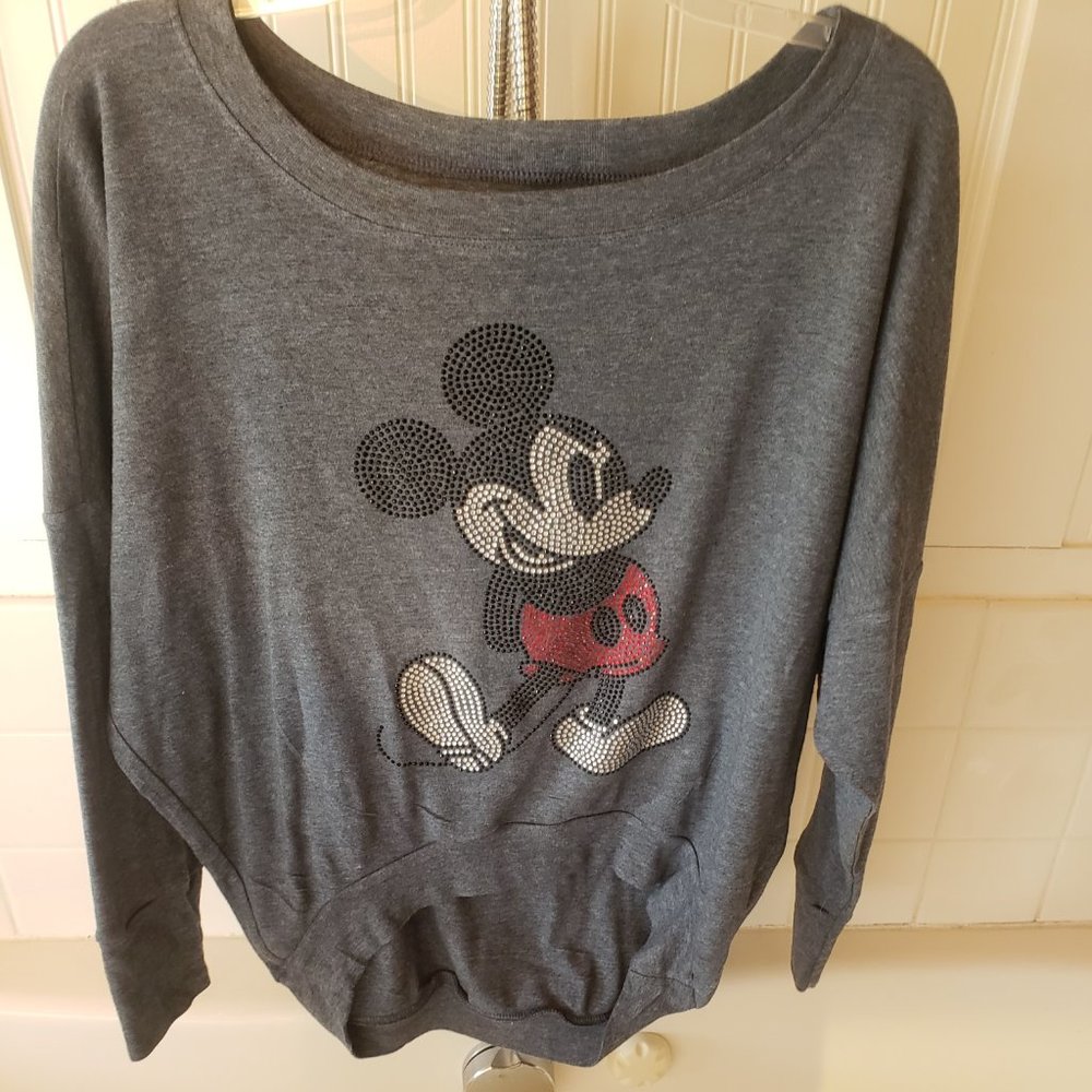 Size Small Women's Sparkly Mickey Mouse Hi-Lo Tee Shirt